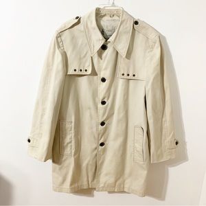 Vintage London Fog Heavy Cotton Canvas Trench Coat Pointed Collar Button Front